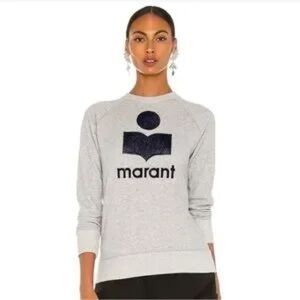Isabel Marant Étoile Milly logo sweatshirt in grey cotton-blend jersey Size 40